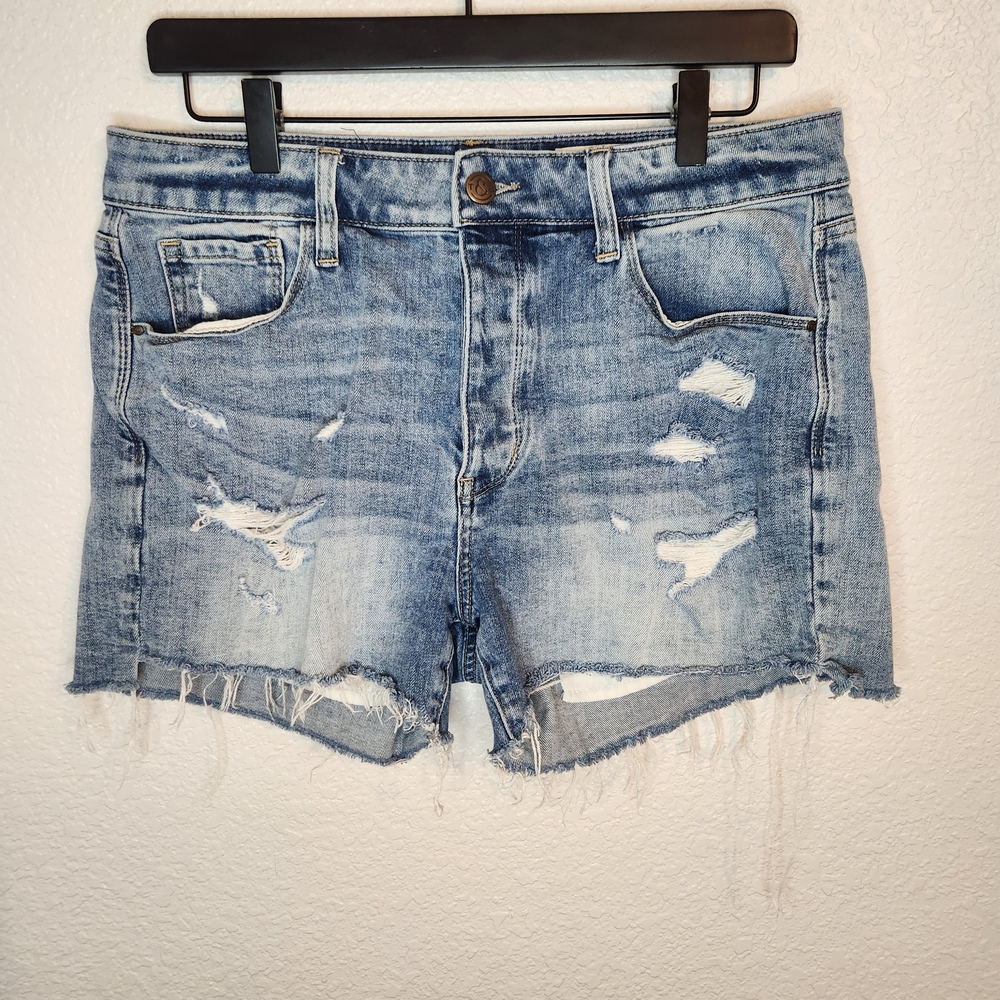 Treasure & Bond Light Blue Distressed Denim Shorts